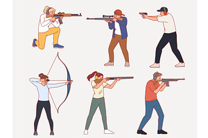 Sports shooting. People with bows, a Sport Illustration by YummyBuum