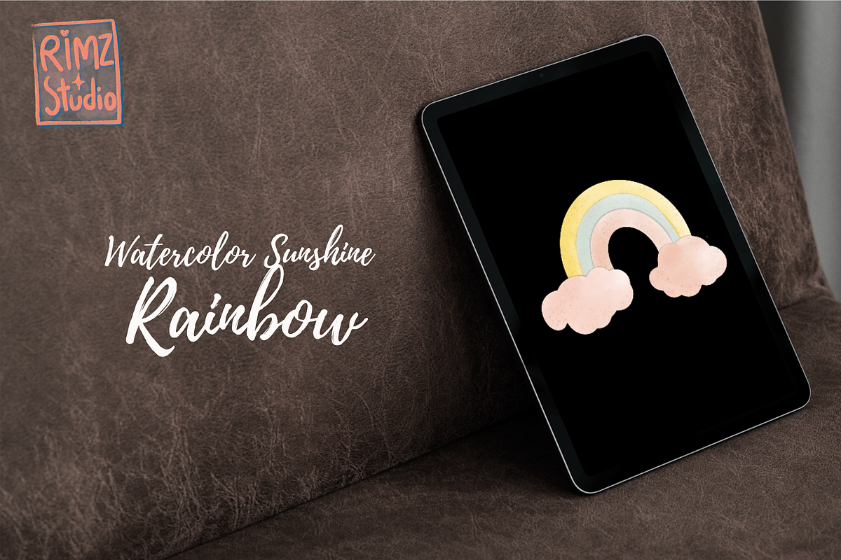 Watercolor Sunshine Rainbow Clipart, an Illustration by RimzStudio (Photo 4 of 7)
