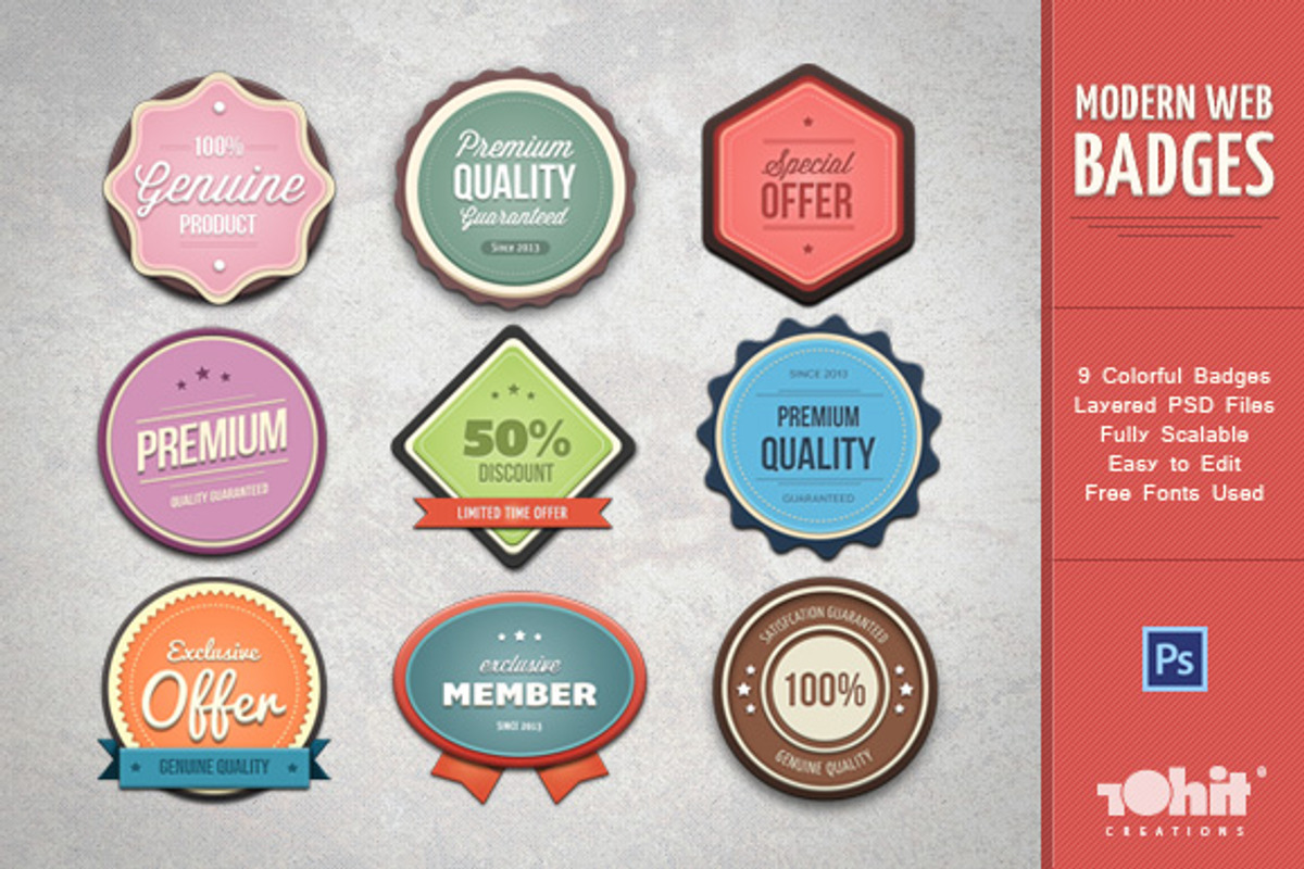 Modern Web Badges, an Object Graphic by WellMadePixel (Photo 1 of 5)
