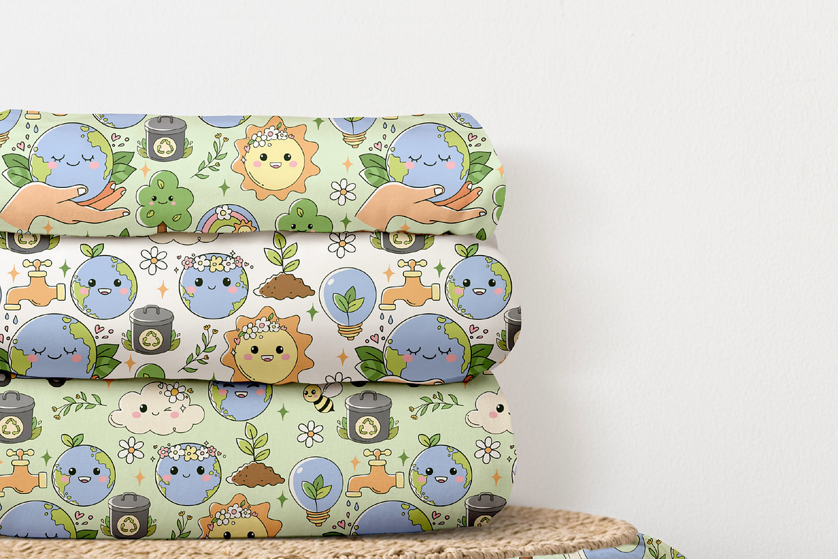 Pastel Earth Day Seamless Pattern, a Decorative Illustration by TitaLivingArt (Photo 4 of 8)