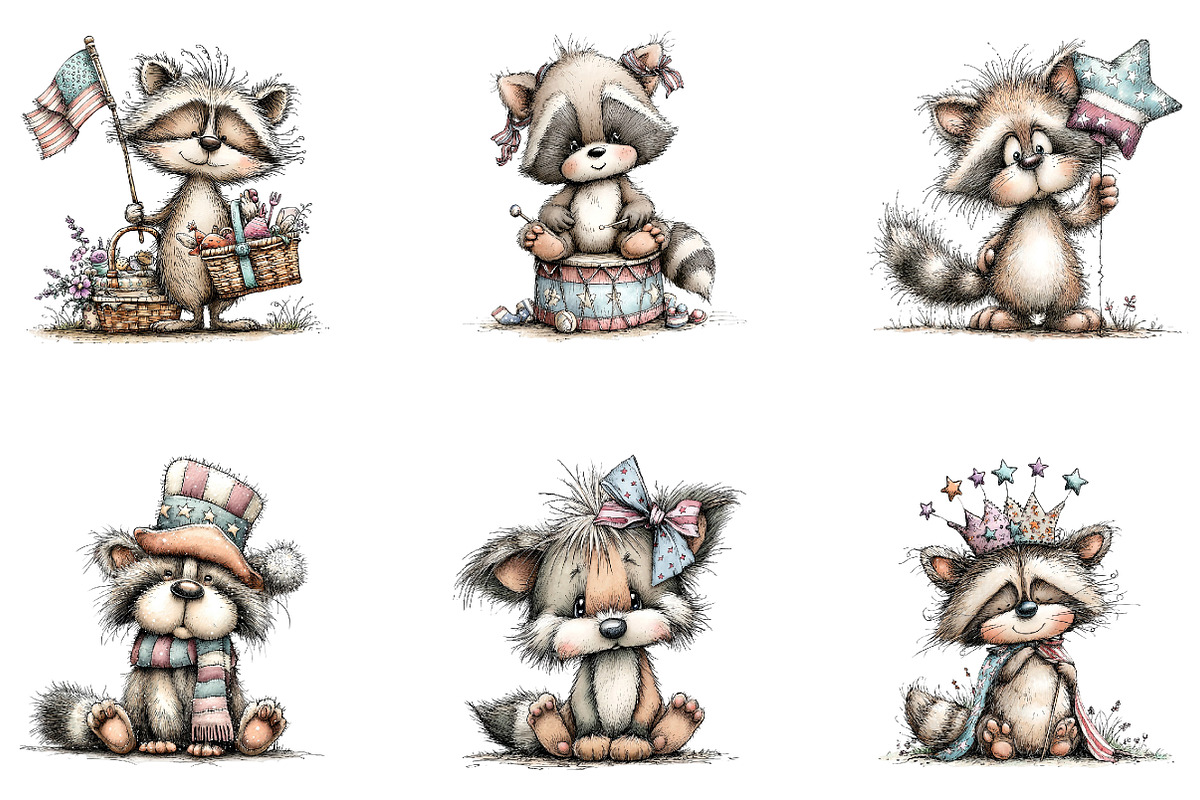 Patriotic Raccoon PNG Clipart, a Seasonal Illustration by CreationArt (Photo 4 of 5)