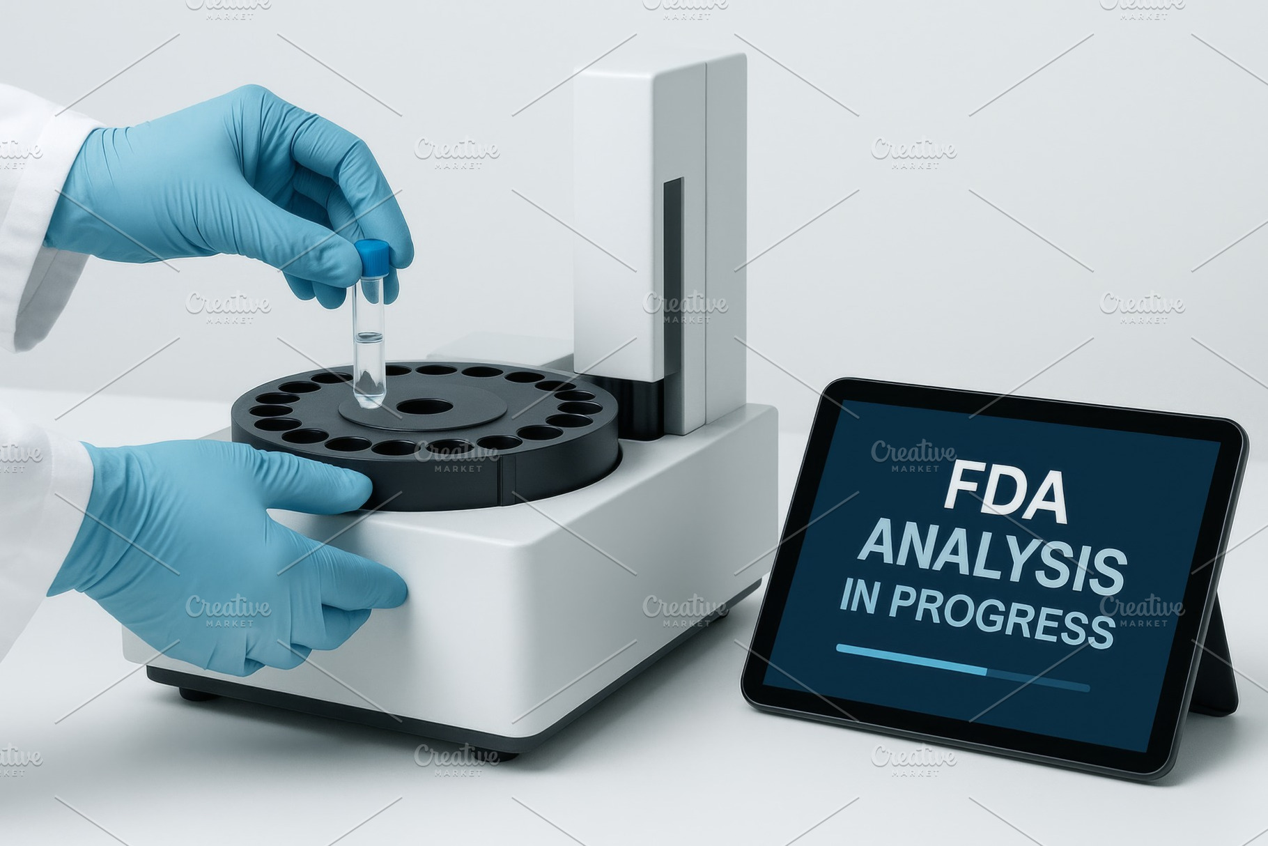 FDA Food and Drug Administration laboratory research in progress, a Photo by Dvoevnore photos