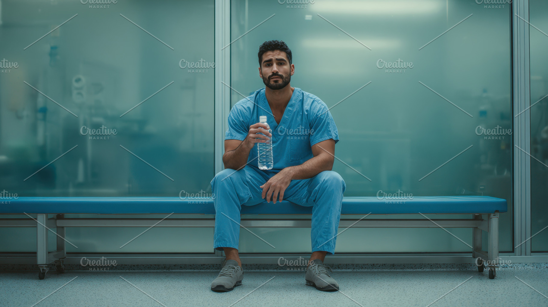 Worker in hospital hallway, a Photo by Beautiful things