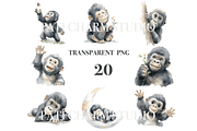20 Baby Gorilla Clipart, an Animal Illustration by Pati Charm Studio (Thumbnail 3 of 8)