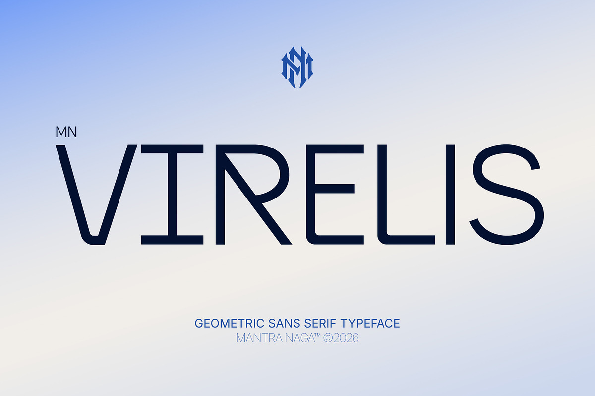 MN Virelis - Modern Geometric Sans, a Sans Serif Font by Mantra Naga (Photo 1 of 15)