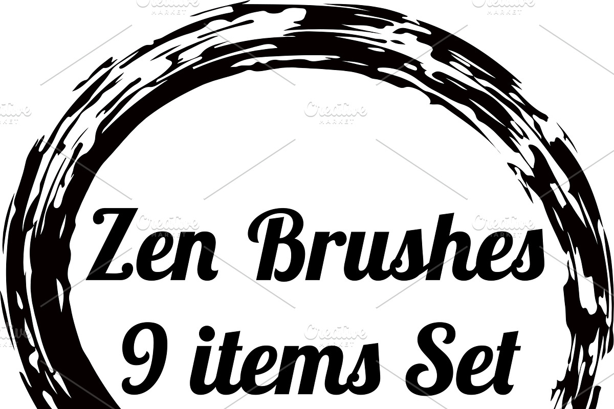 Zen circle brushes 9 shapes set, a Texture Illustration by PeoGeo Creative (Photo 1 of 2)