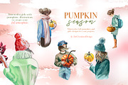 Watercolor Pumpkin Season Clipart, a Seasonal Illustration by ArtCreationsDesign (Thumbnail 11 of 22)