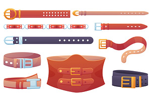 Leather belts with buckles. Wide, an Object Illustration by LadadikArt