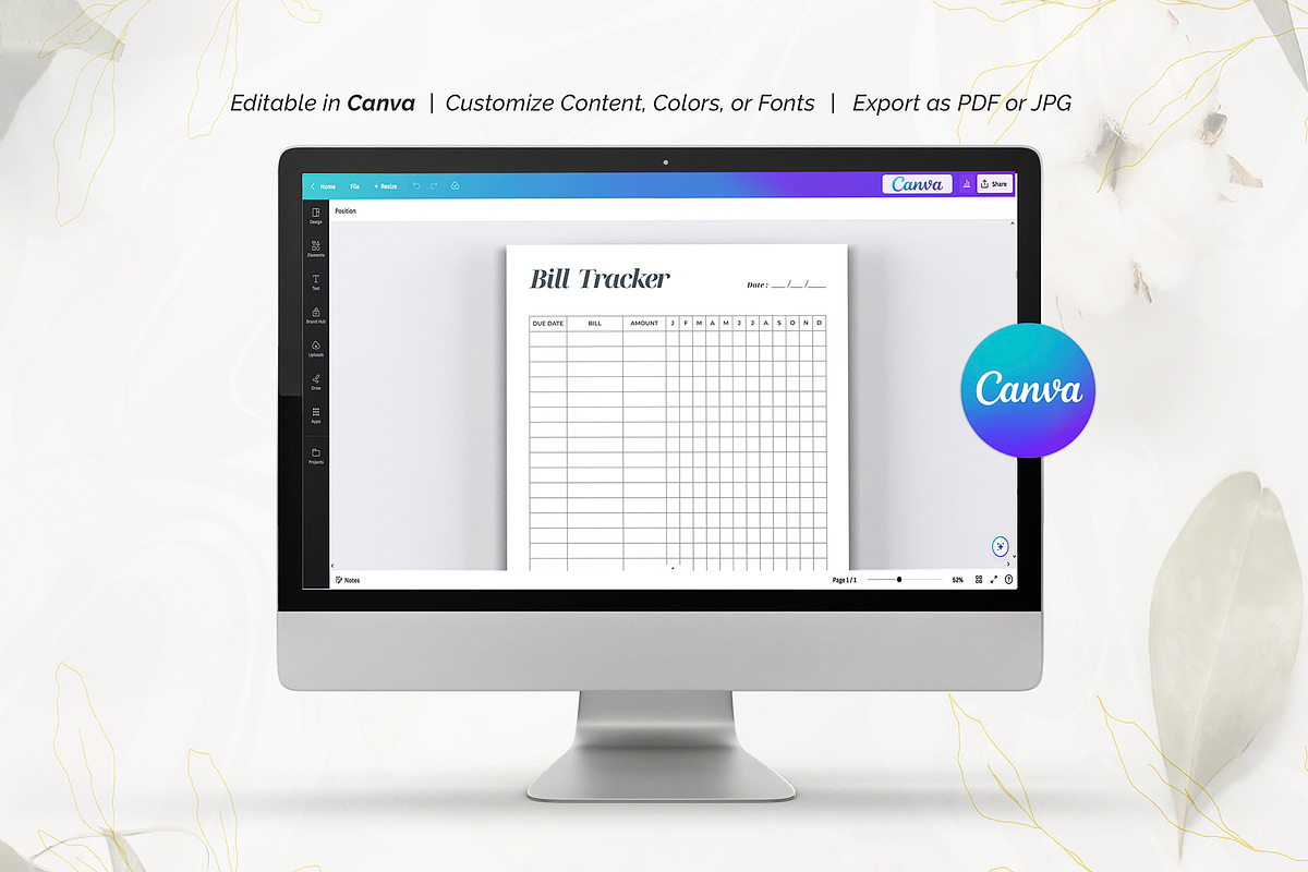 Canva Bill Tracker, a Stationery Template by DesignDevisers (Photo 8 of 9)
