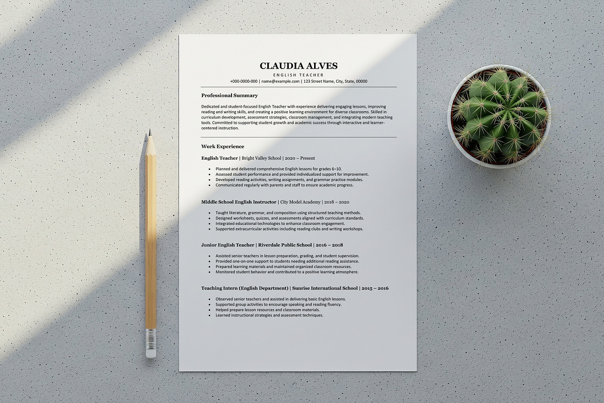 ATS Friendly Resume For Teacher, a Resume Template by SmmrDesign (Photo 6 of 8)
