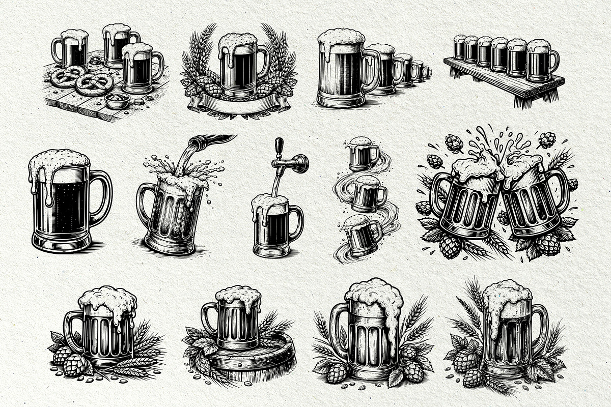 Oktoberfest Engraving Graphics, a Seasonal Illustration by DENIDigitalArtSudio (Photo 3 of 7)