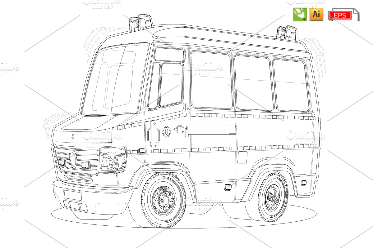 Cartoon service van, a Transportation Illustration by Mechanik (Photo 4 of 5)