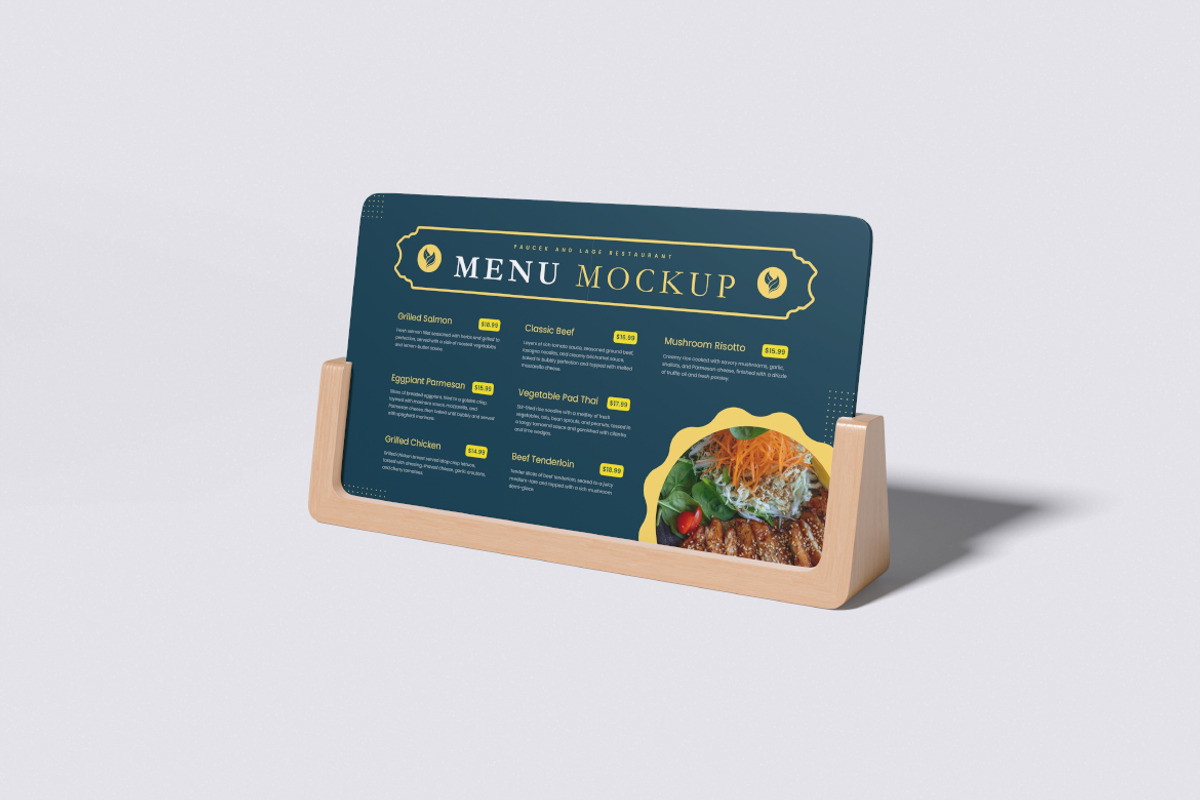 Menu Mockup, an Advertising Mockup by Pikachudesign (Photo 4 of 5)