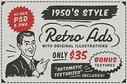 1950s Style Retro Ad Templates, a Templates & Theme by DISTRICT 62 STUDIO (Thumbnail 1 of 6)