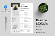 Professional Resume CV Template, a Resume Template by Blackcloud_Creations (Thumbnail 1 of 8)