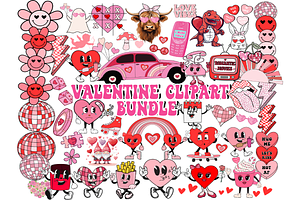 Retro Valentine Day Clipart Bundle