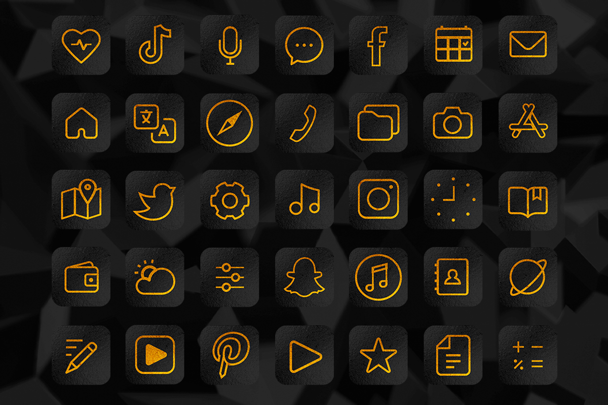 iOS 14 App Icons | black&golden, an Outline Icon by wowomnom (Photo 4 of 5)