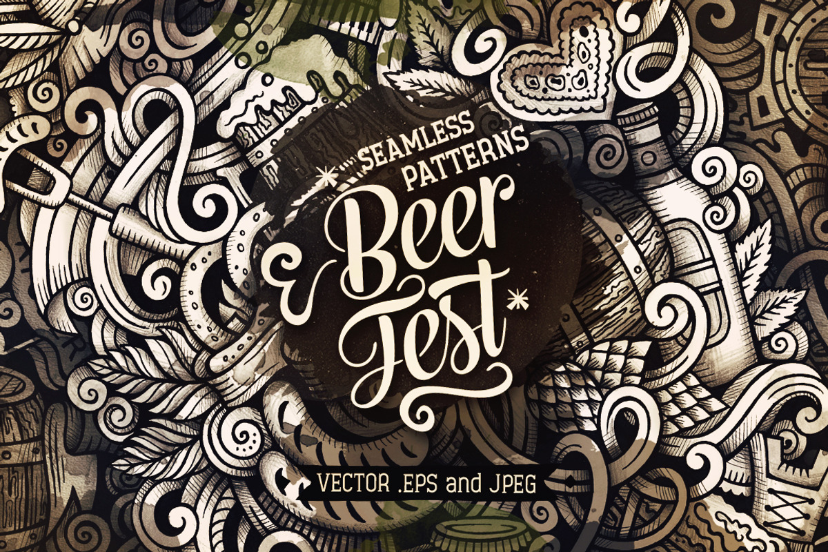 Oktoberfest Graphic Doodles Patterns, a Pattern Graphic by BALABOLKA (Photo 1 of 6)