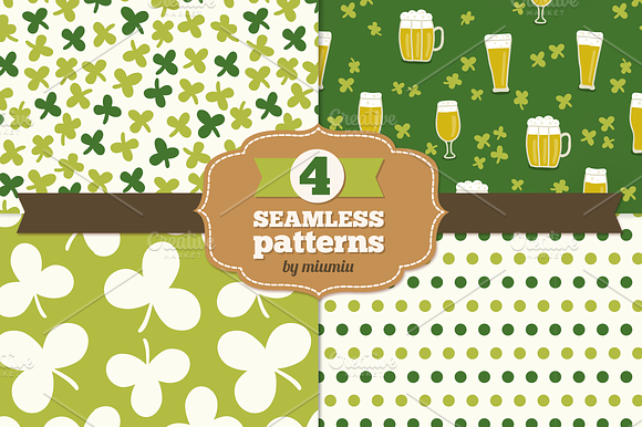 Set of holiday seamless patterns preview 3