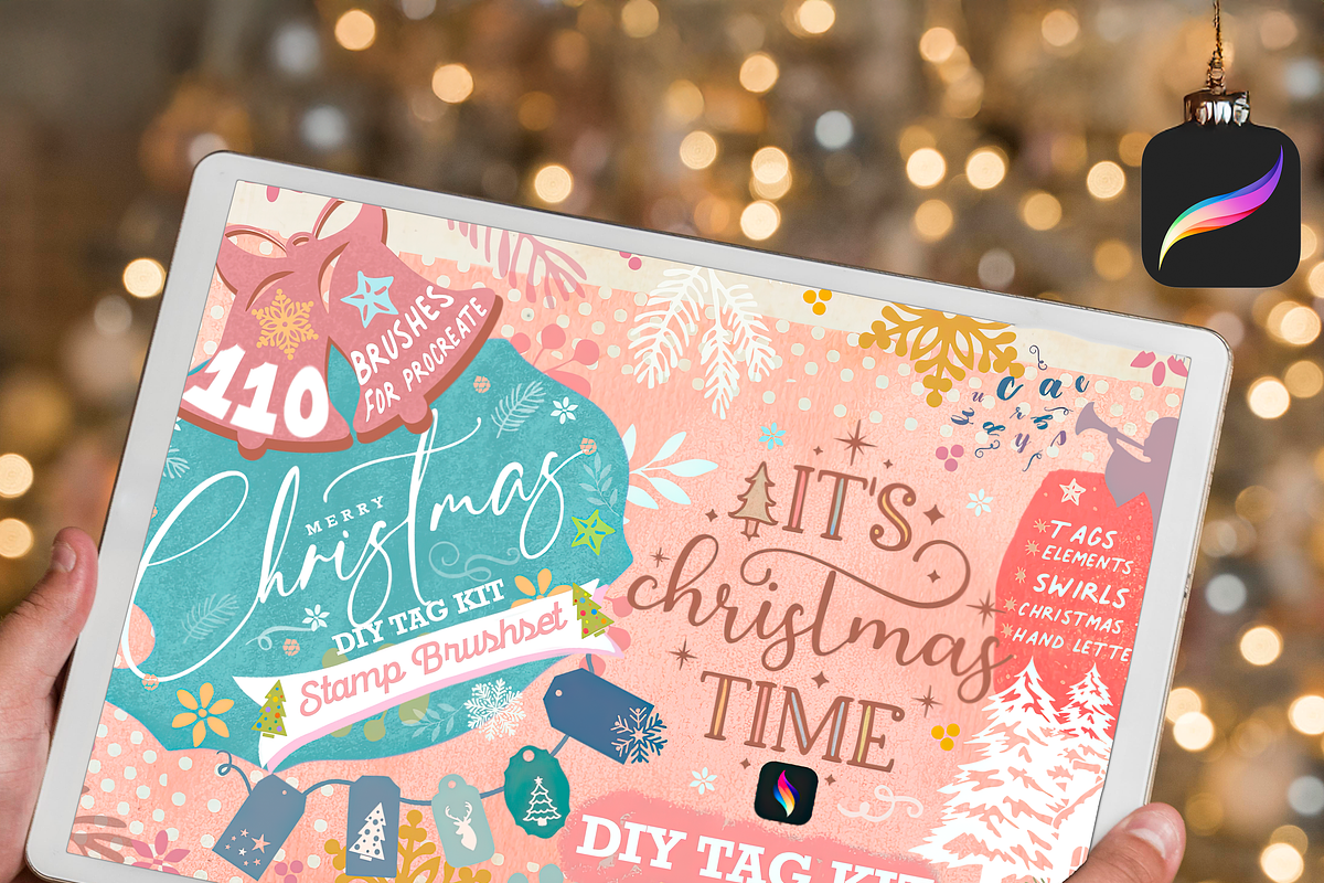 110 Christmas DIY Tag Procreate, a Brush Add-On by Dollcee (Photo 2 of 2)