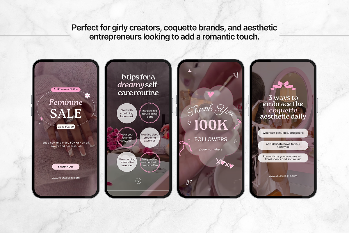 100 Girly Pink Instagram Reels, a Social Media Template by DigiPax (Photo 5 of 10)