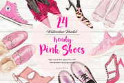 24 WATERCOLOR PAINTED PINK SHOES, an Illustration by Sweet Oh Sour (Thumbnail 1 of 5)