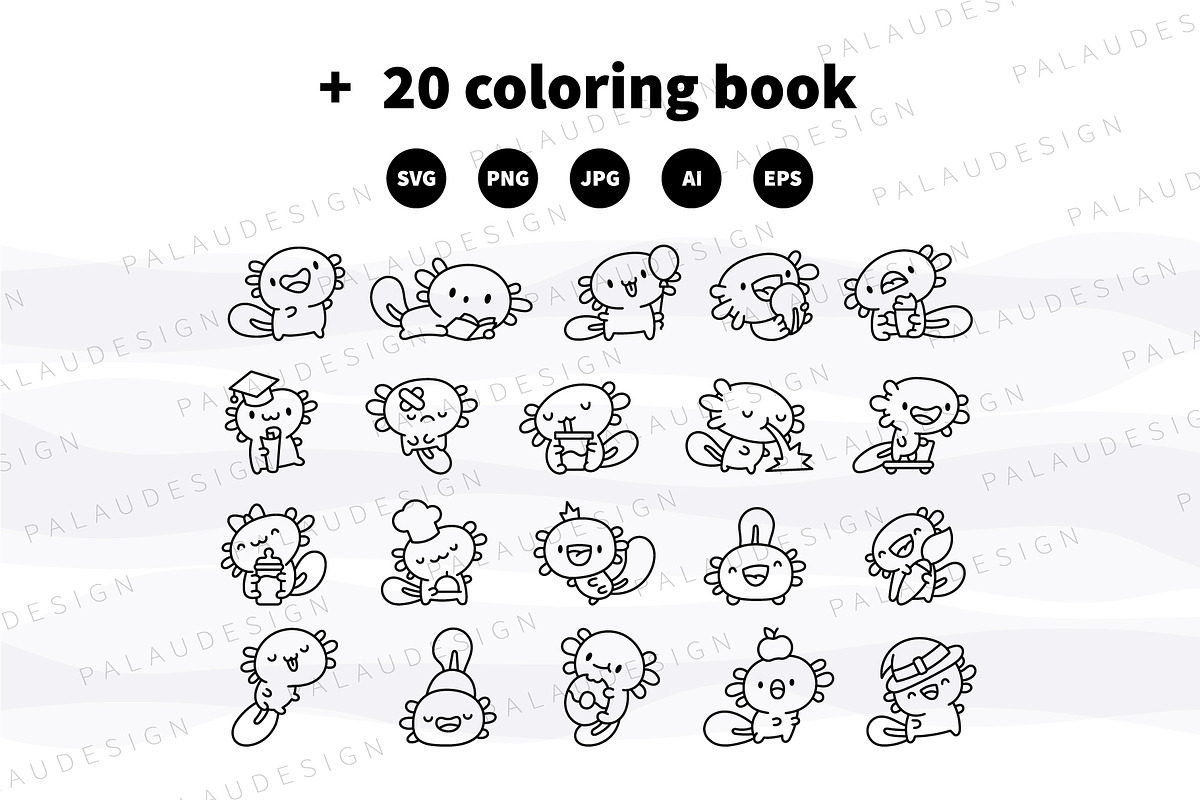 Axolotl Pet Animal Clipart Set, an Animal Illustration by Palau (Photo 9 of 10)