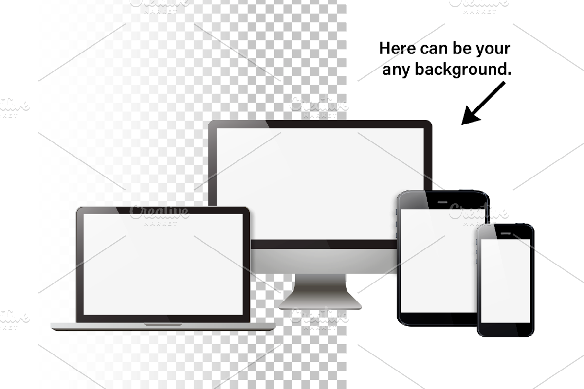 Set realistic Monitors laptop tablet, an iPhone Mockup by VIVAT Design Studio (Photo 2 of 3)