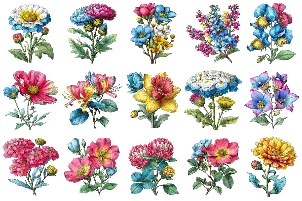 Whimsical Spring Wildflower Clipart, an Illustration by OK Design (Photo 3 of 6)