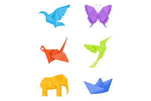 Origami Crane, Elephant, Hummingbird