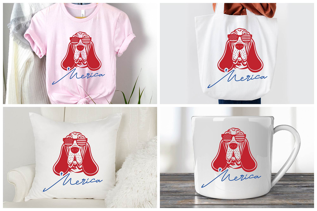 Patriotic Basset Hound 'Merica SVG, an Object Graphic by BeeCraftR (Photo 4 of 5)