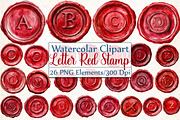 Seal Wax Letter Red Stamp Bundle, an Illustration by DreamCafeArt (Thumbnail 1 of 7)