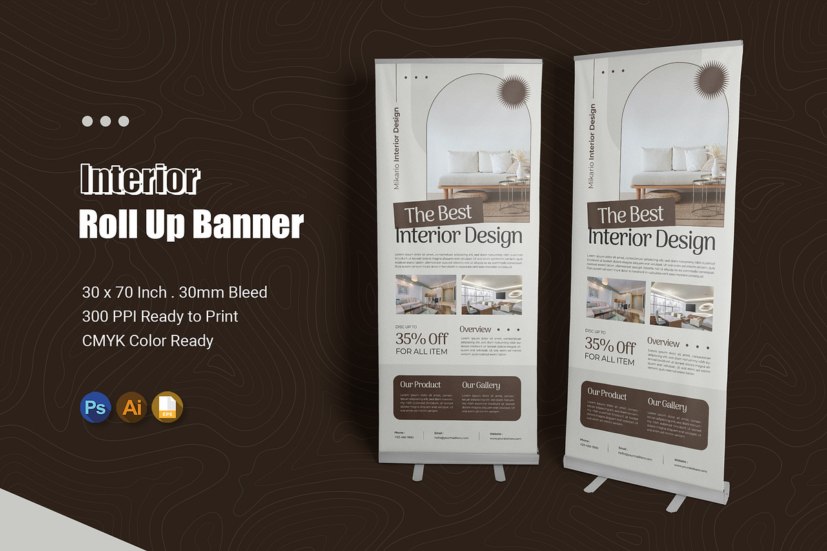 Minimal Interior Roll Up Banner, a Print Template by Esensifiksi.studio (Photo 1 of 2)