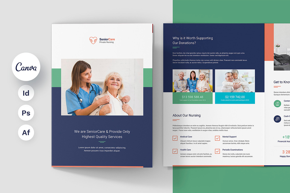 Senior Care Brochure Bifold Canva, a Brochure Template by artbart (Photo 1 of 9)