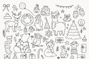 Christmas Animals Outline SVG, a Seasonal Illustration by TitaLivingArt (Thumbnail 3 of 9)