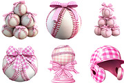 Pink Gingham Baseball Clipart, an Illustration by Designking (Thumbnail 5 of 5)
