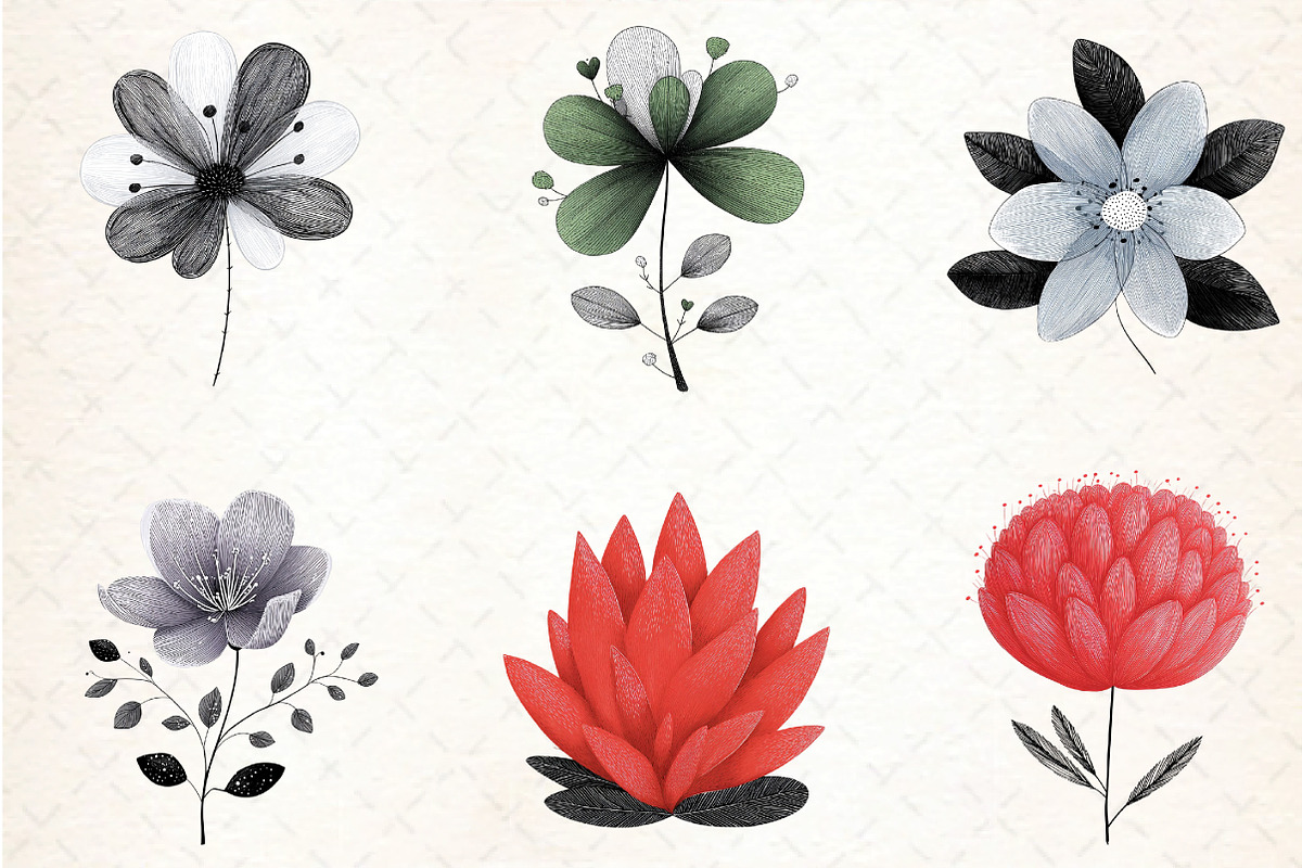 Abstract Flower Clipart Bundle, an Illustration by DreamCafeArt (Photo 4 of 8)
