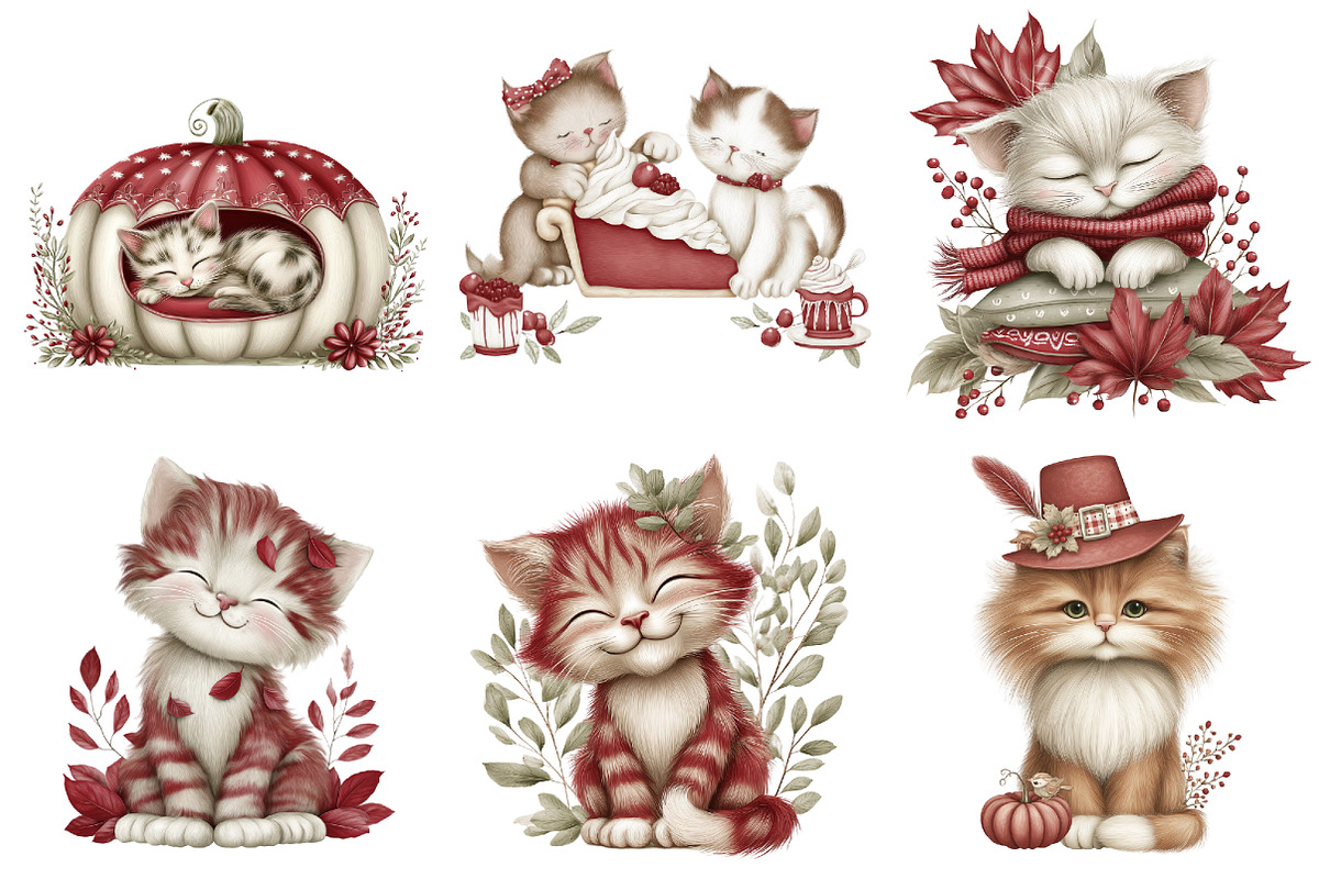 Thanksgiving Cat Clipart, an Illustration by DreamArtGraphic (Photo 3 of 5)