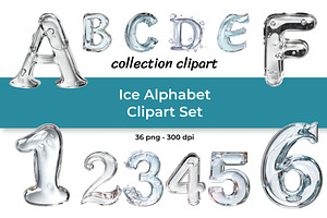 Watercolor Ice Alphabet Clipart Set, a Decorative Illustration by InkyQueenArt