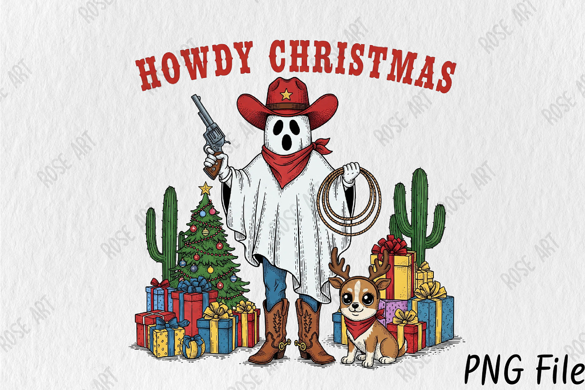 Howdy Christmas Cowboy Ghost Png, a Seasonal Illustration by Rose Art (Photo 1 of 4)
