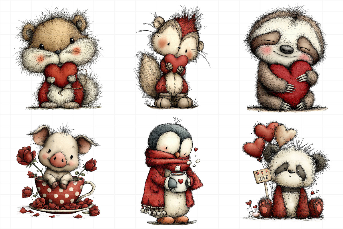 Whimsical Valentine's Day Animal's P, an Illustration by Daily.Designs (Photo 4 of 8)