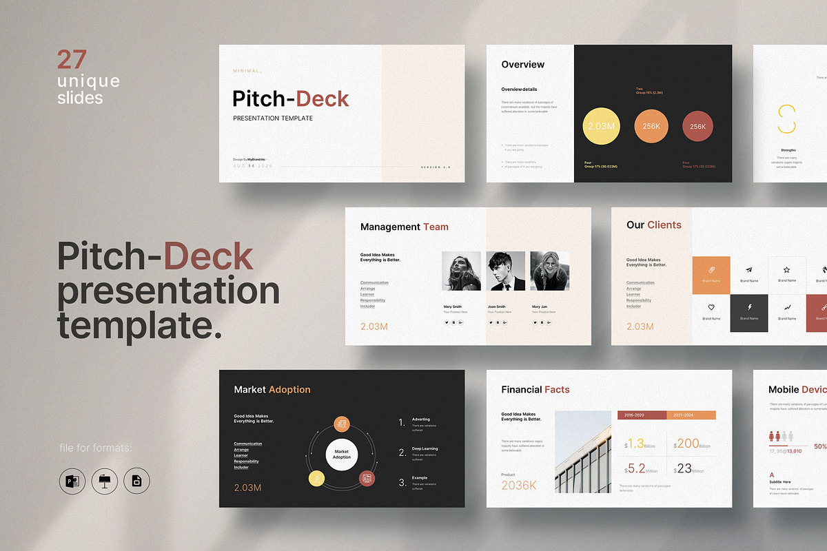 Pitch-Deck Presentation Template, a Templates & Theme by Slide_Genius1 (Photo 1 of 6)