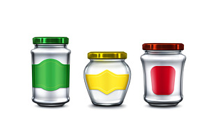 Set of glass jars with colored lids, a Food Illustration by art PVP - market