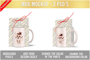 Mug In Box Packaging Mockup PSD