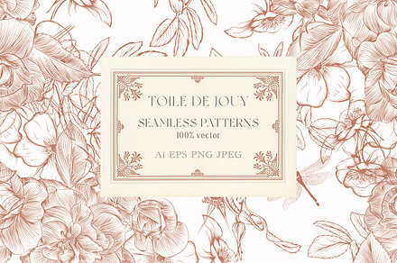 TOILE DE JOUY vector patterns set, a Pattern Graphic by FleurArt