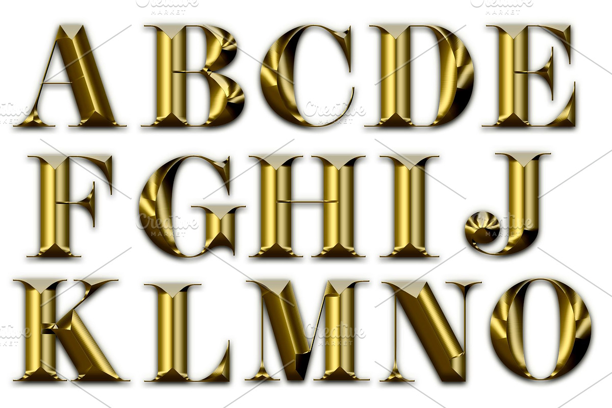 Golden Serif 3D Font Clipart, an Illustration by Stellalunarts (Photo 2 of 4)