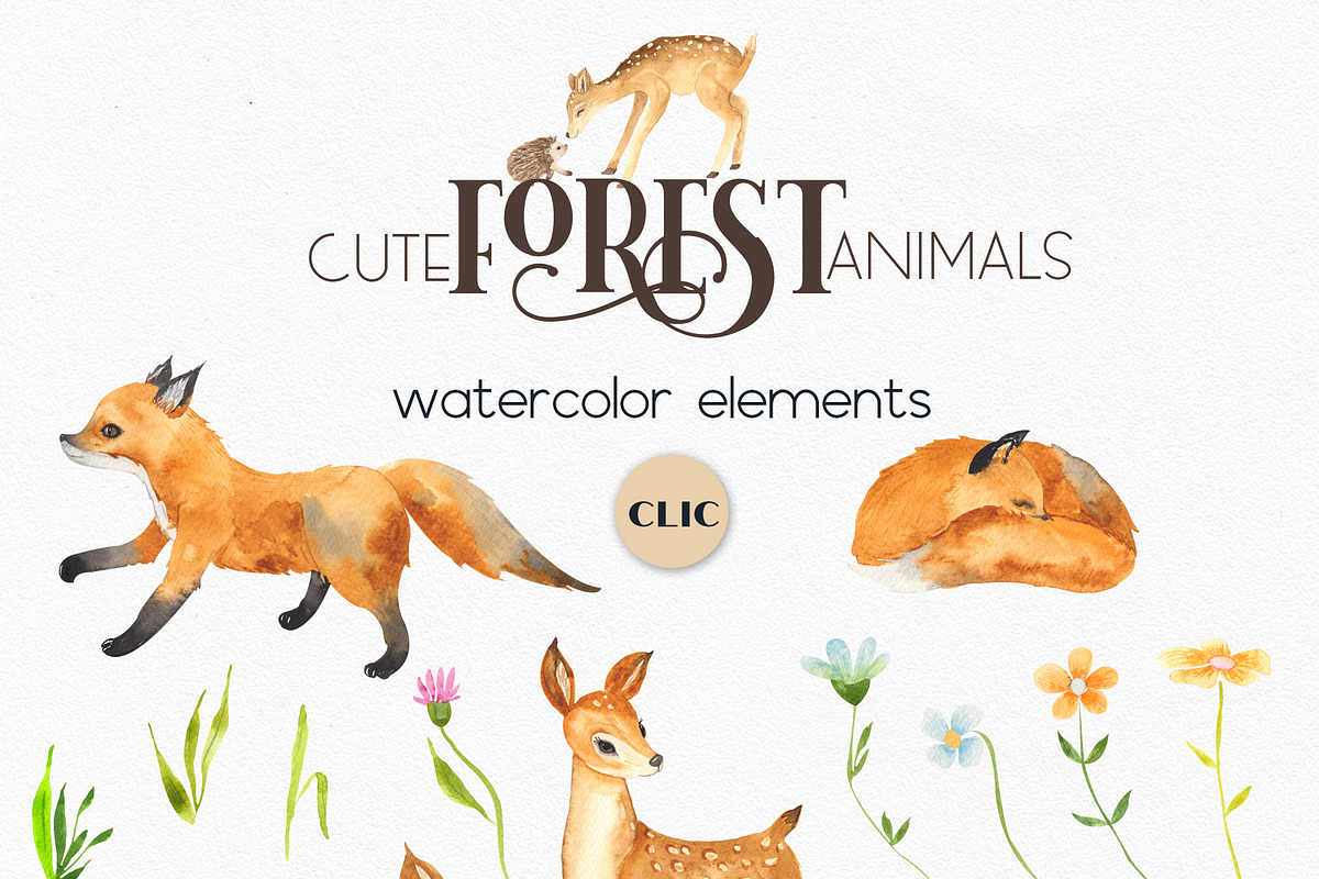 Watercolor Forest Animals, an Object Graphic by Ana-Sakuta (Photo 15 of 18)
