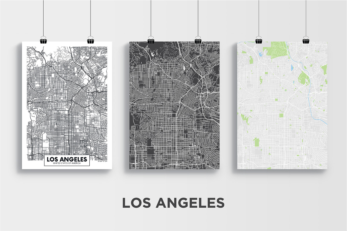 5 maps of USA cities, a Decorative Illustration by MaximGertsen (Photo 5 of 9)