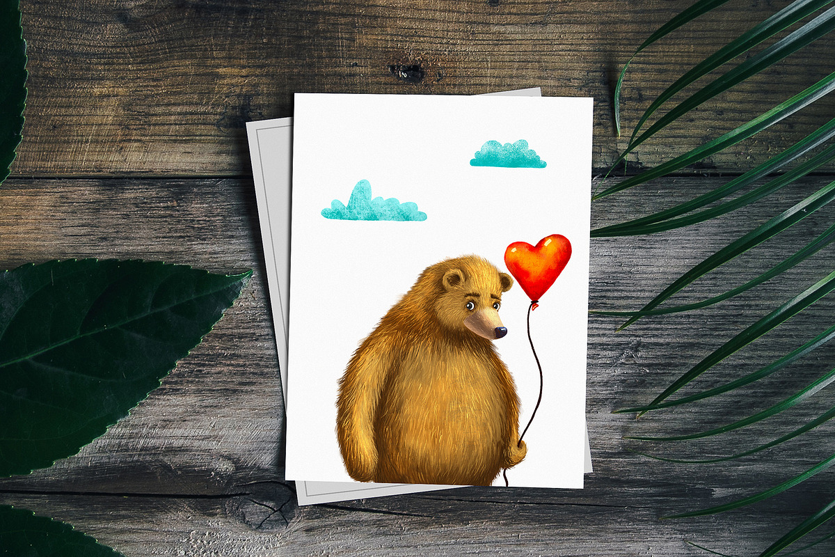 Bear in Love - Clipart Set, an Animal Illustration by Mashamashastu (Photo 7 of 8)