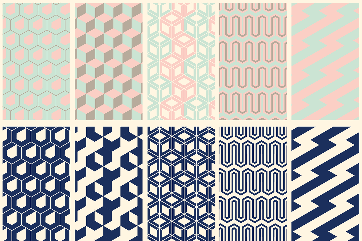 40 Geometric Patterns Blues+Pastels, a Pattern Graphic by Suphansa (Photo 10 of 12)